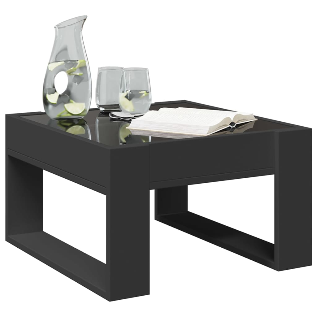 vidaXL Mesa de centro con Infinity LED negro 50x53x30 cm