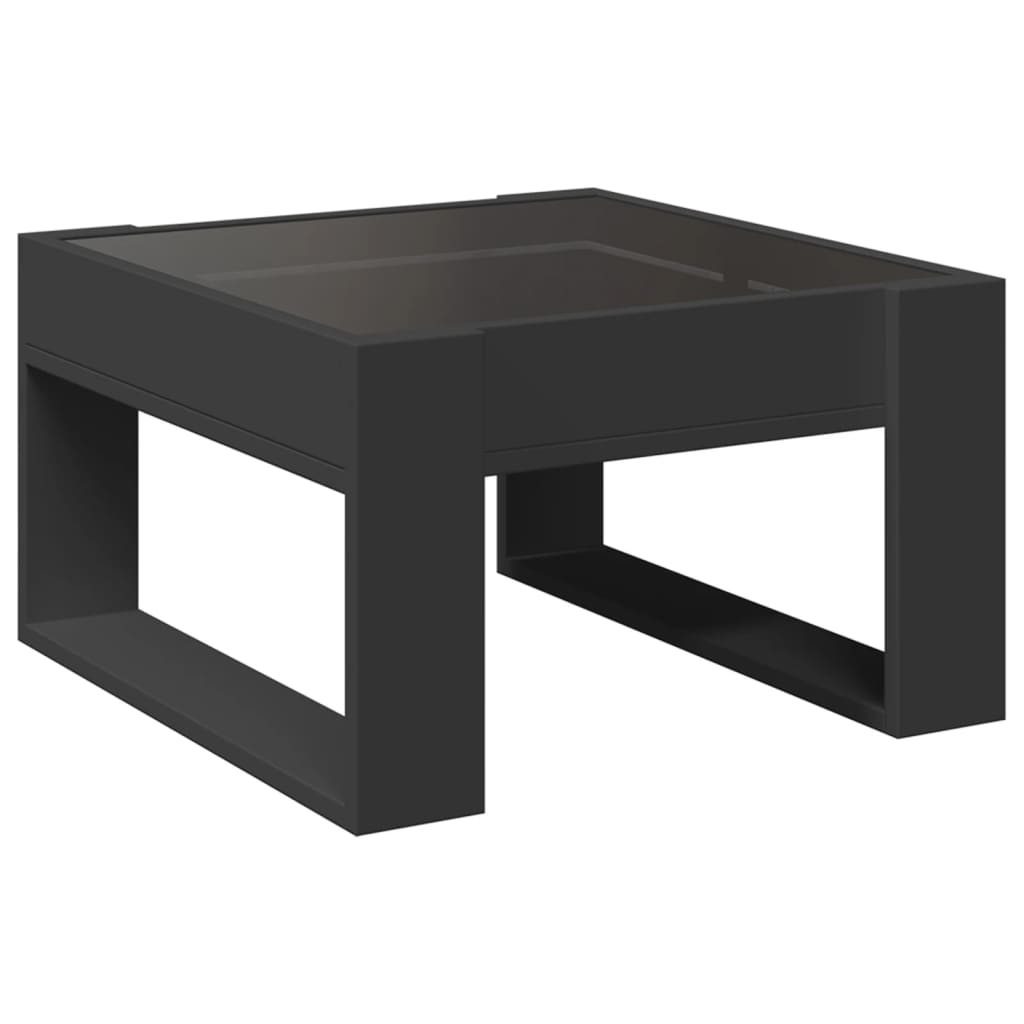 vidaXL Mesa de centro con Infinity LED negro 50x53x30 cm