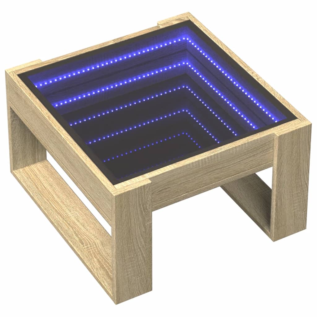 vidaXL Mesa de centro con Infinity LED roble Sonoma 50x53x30 cm