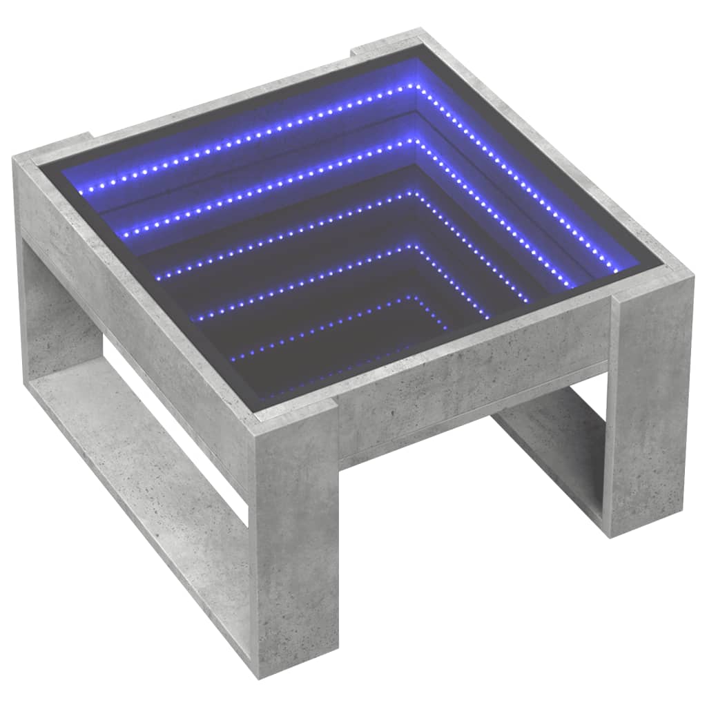 vidaXL Mesa de centro con Infinity LED gris hormigón 50x53x30 cm