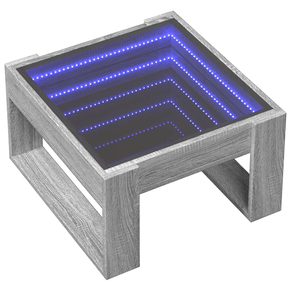 vidaXL Mesa de centro con Infinity LED gris Sonoma 50x53x30 cm