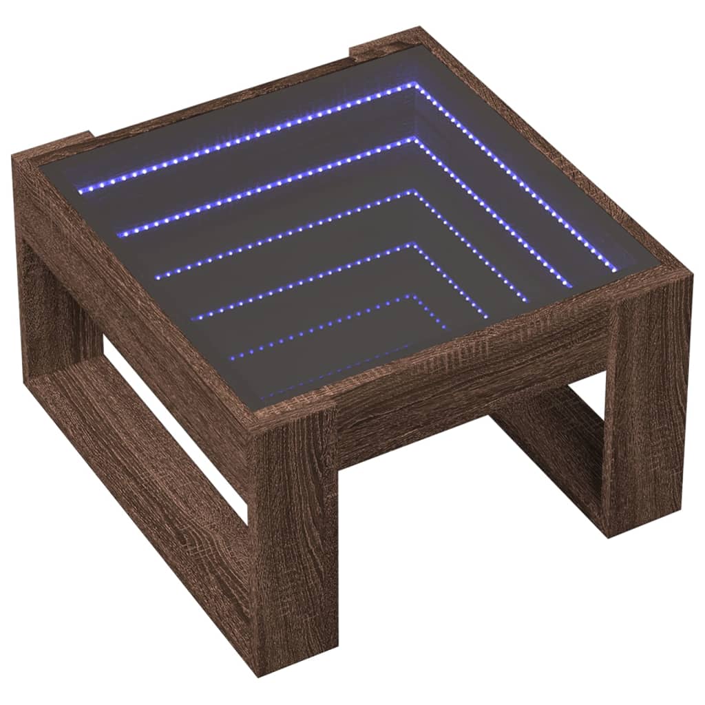 vidaXL Mesa de centro con Infinity LED marrón roble 50x53x30 cm