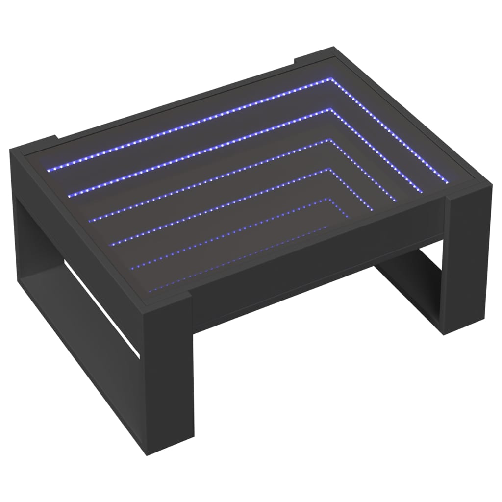 vidaXL Mesa de centro con Infinity LED negro 70x53x30 cm