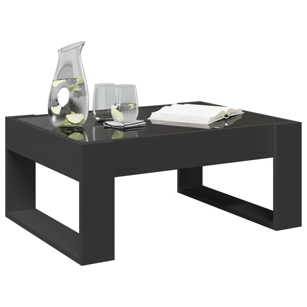 vidaXL Mesa de centro con Infinity LED negro 70x53x30 cm