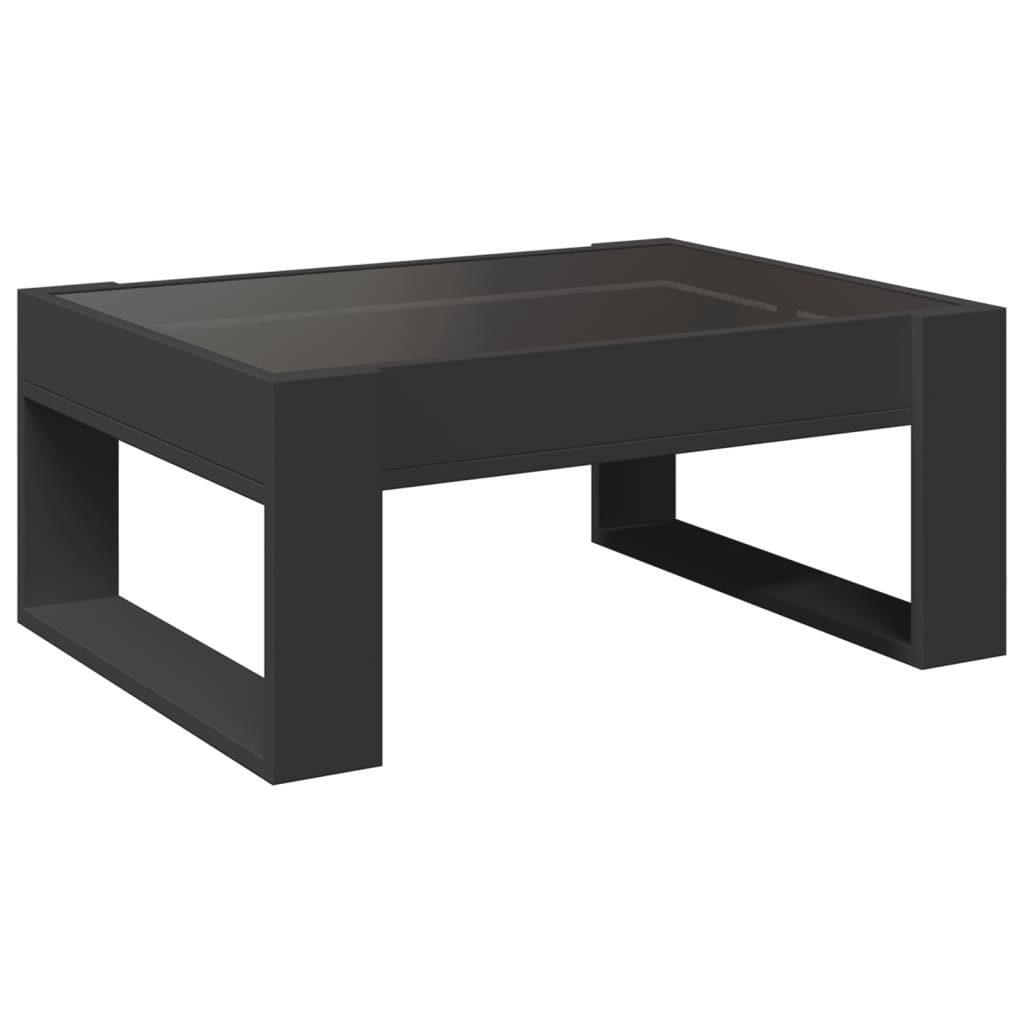 vidaXL Mesa de centro con Infinity LED negro 70x53x30 cm