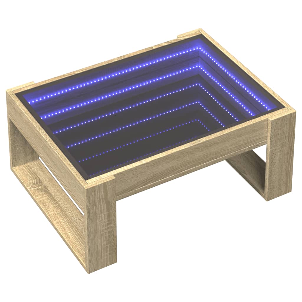 vidaXL Mesa de centro con Infinity LED roble Sonoma 70x53x30 cm