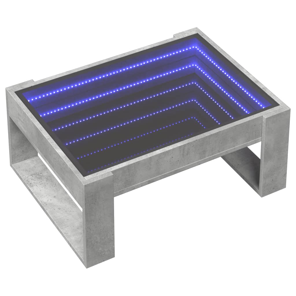 vidaXL Mesa de centro con Infinity LED gris hormigón 70x53x30 cm