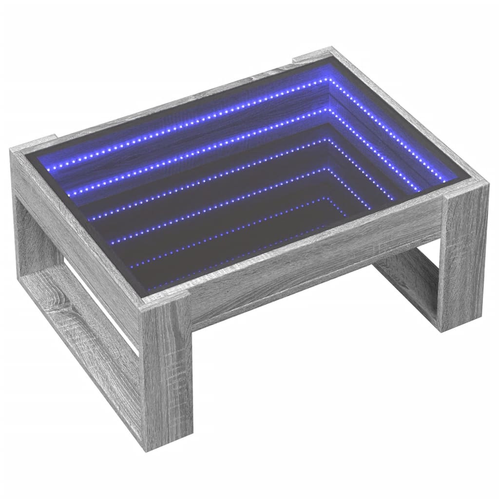 vidaXL Mesa de centro con Infinity LED gris Sonoma 70x53x30 cm