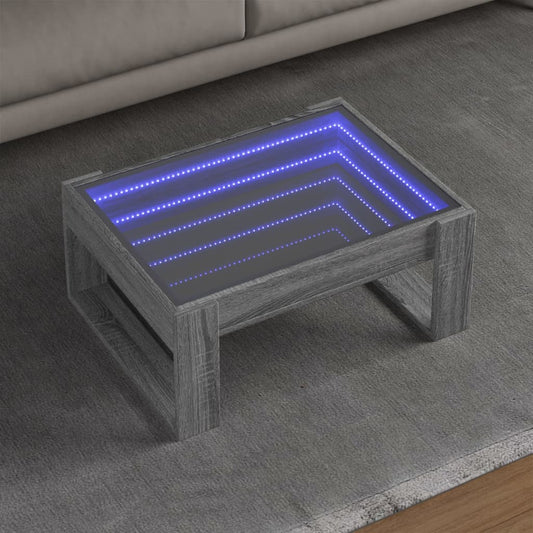 vidaXL Mesa de centro con Infinity LED gris Sonoma 70x53x30 cm