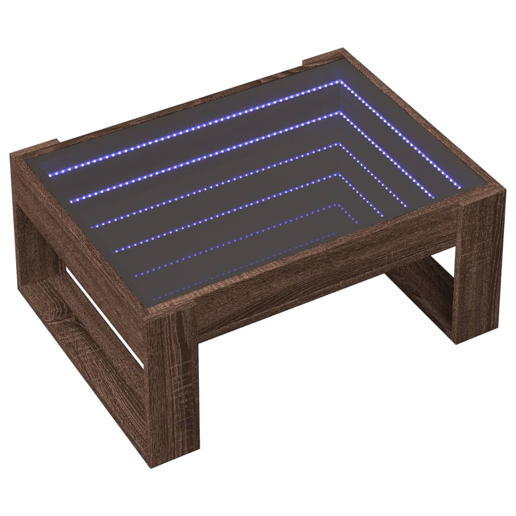 vidaXL Mesa de centro con Infinity LED marrón roble 70x53x30 cm