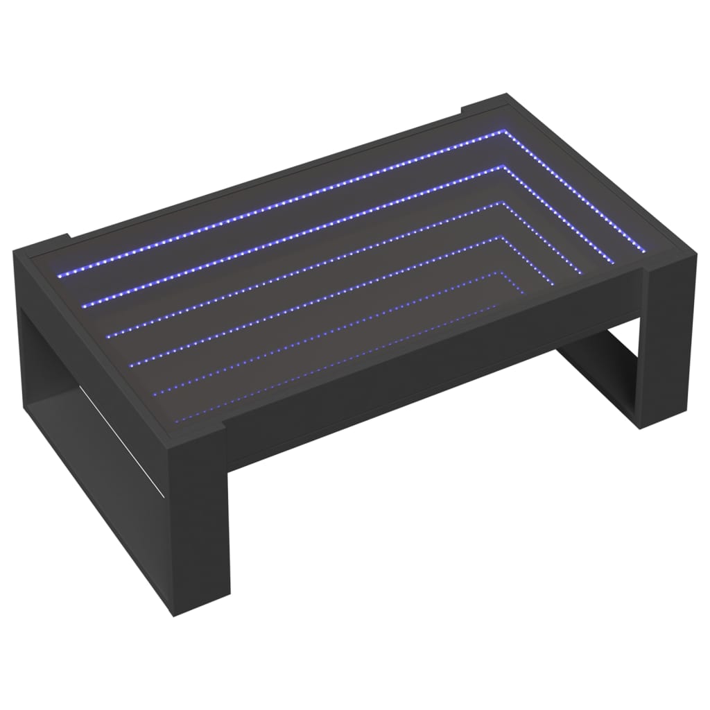 vidaXL Mesa de centro con Infinity LED negro 90x53x30 cm