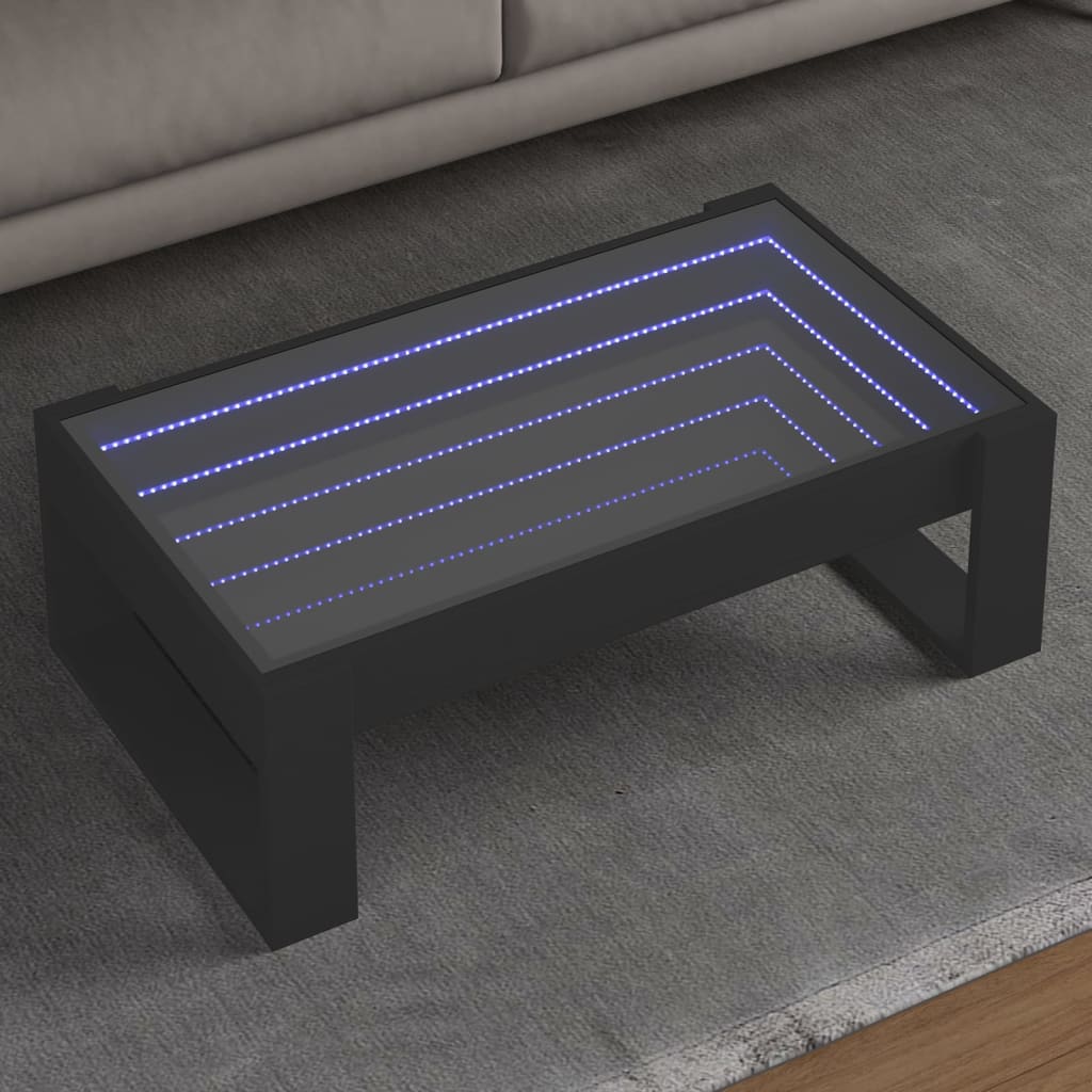 vidaXL Mesa de centro con Infinity LED negro 90x53x30 cm