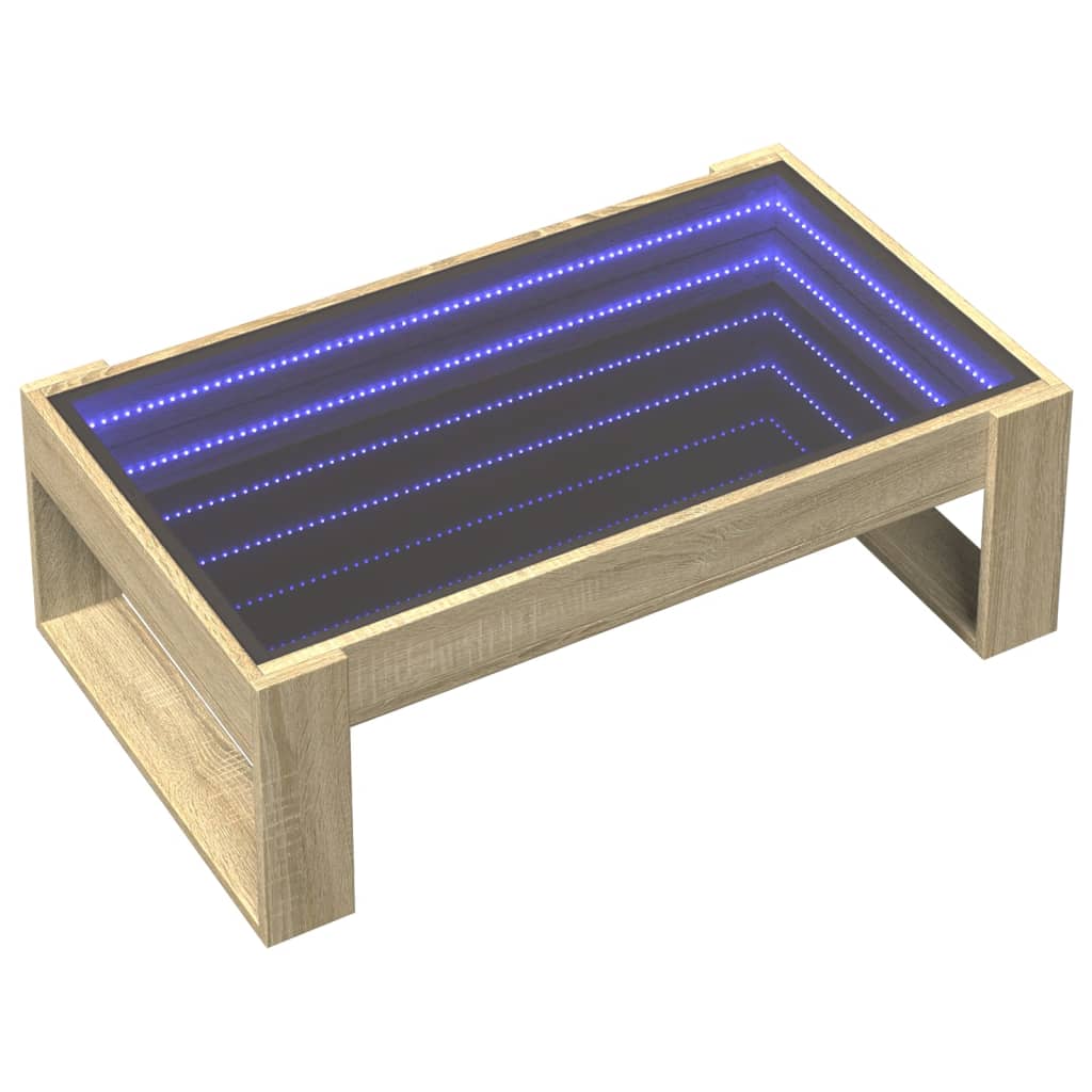 vidaXL Mesa de centro con Infinity LED roble Sonoma 90x53x30 cm