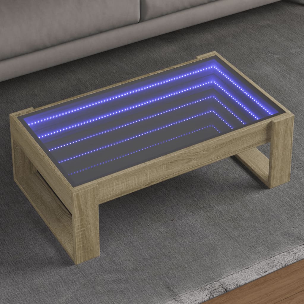 vidaXL Mesa de centro con Infinity LED roble Sonoma 90x53x30 cm