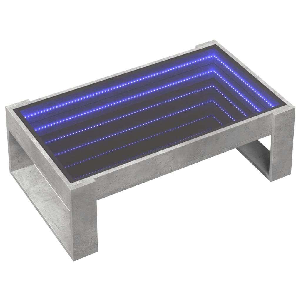 vidaXL Mesa de centro con Infinity LED gris hormigón 90x53x30 cm