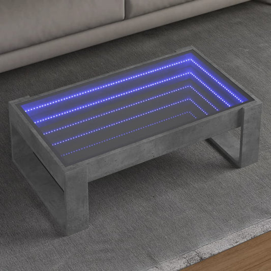 vidaXL Mesa de centro con Infinity LED gris hormigón 90x53x30 cm