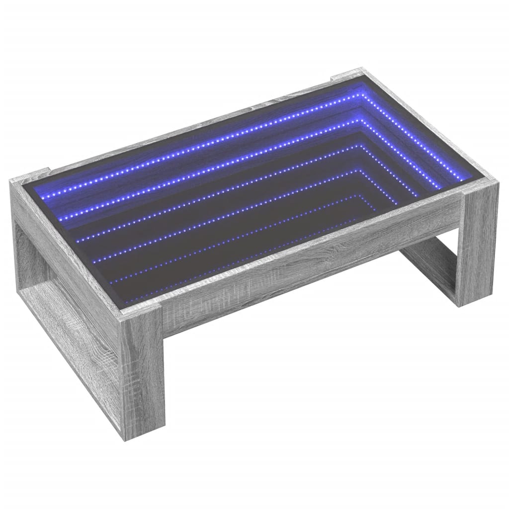 vidaXL Mesa de centro con Infinity LED gris Sonoma 90x53x30 cm