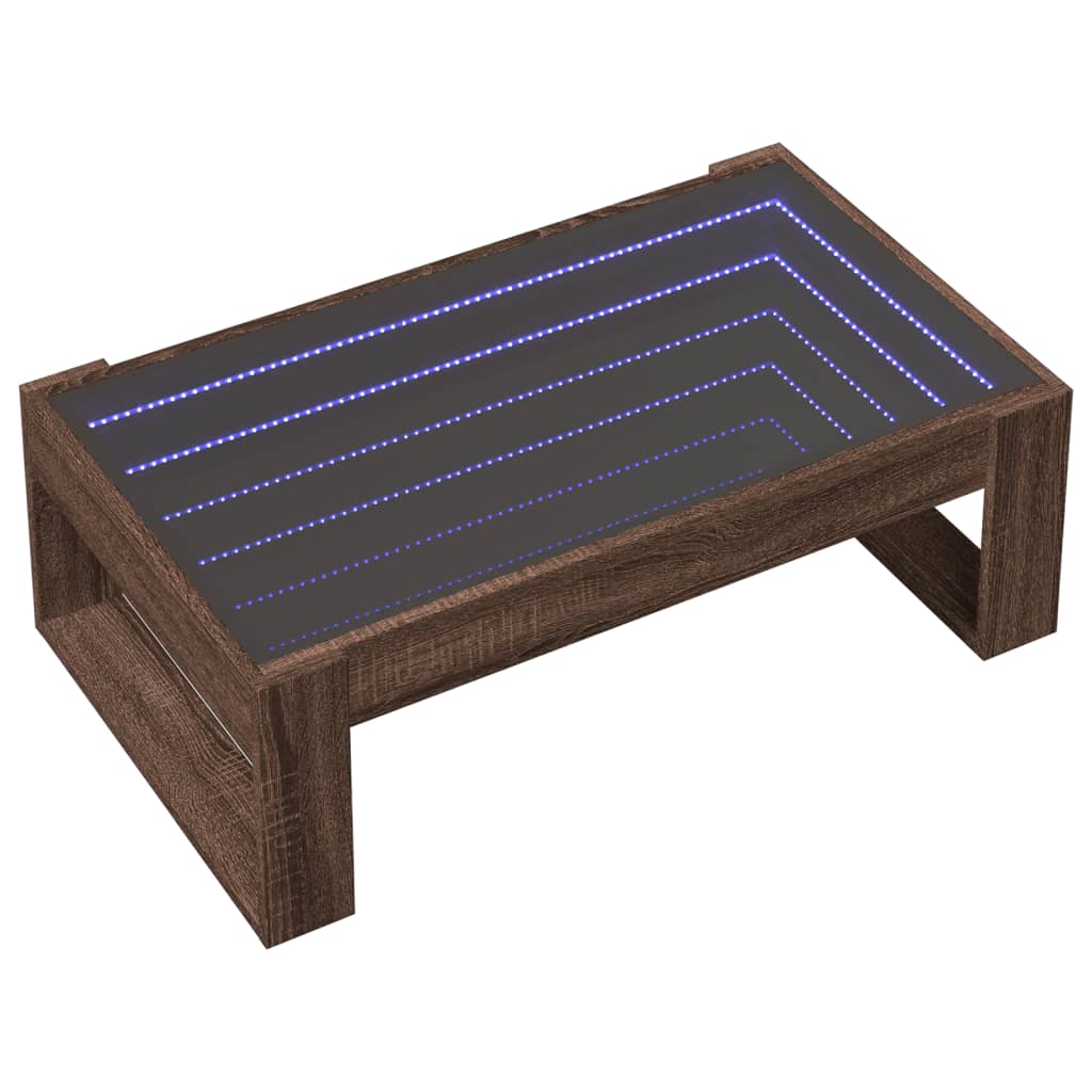 vidaXL Mesa de centro con Infinity LED marrón roble 90x53x30 cm