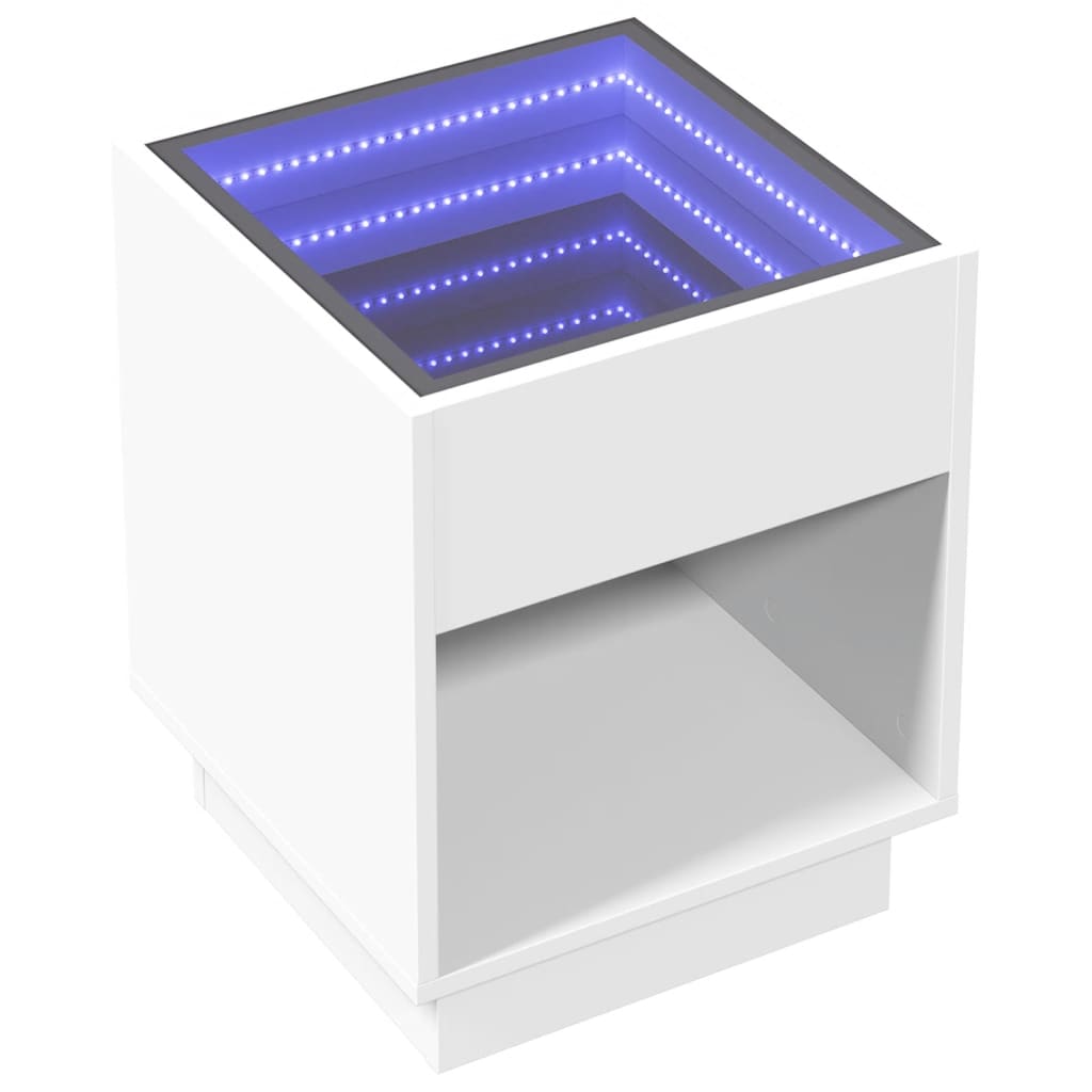 vidaXL Mesa de centro con Infinity LED blanco 40x40x50 cm