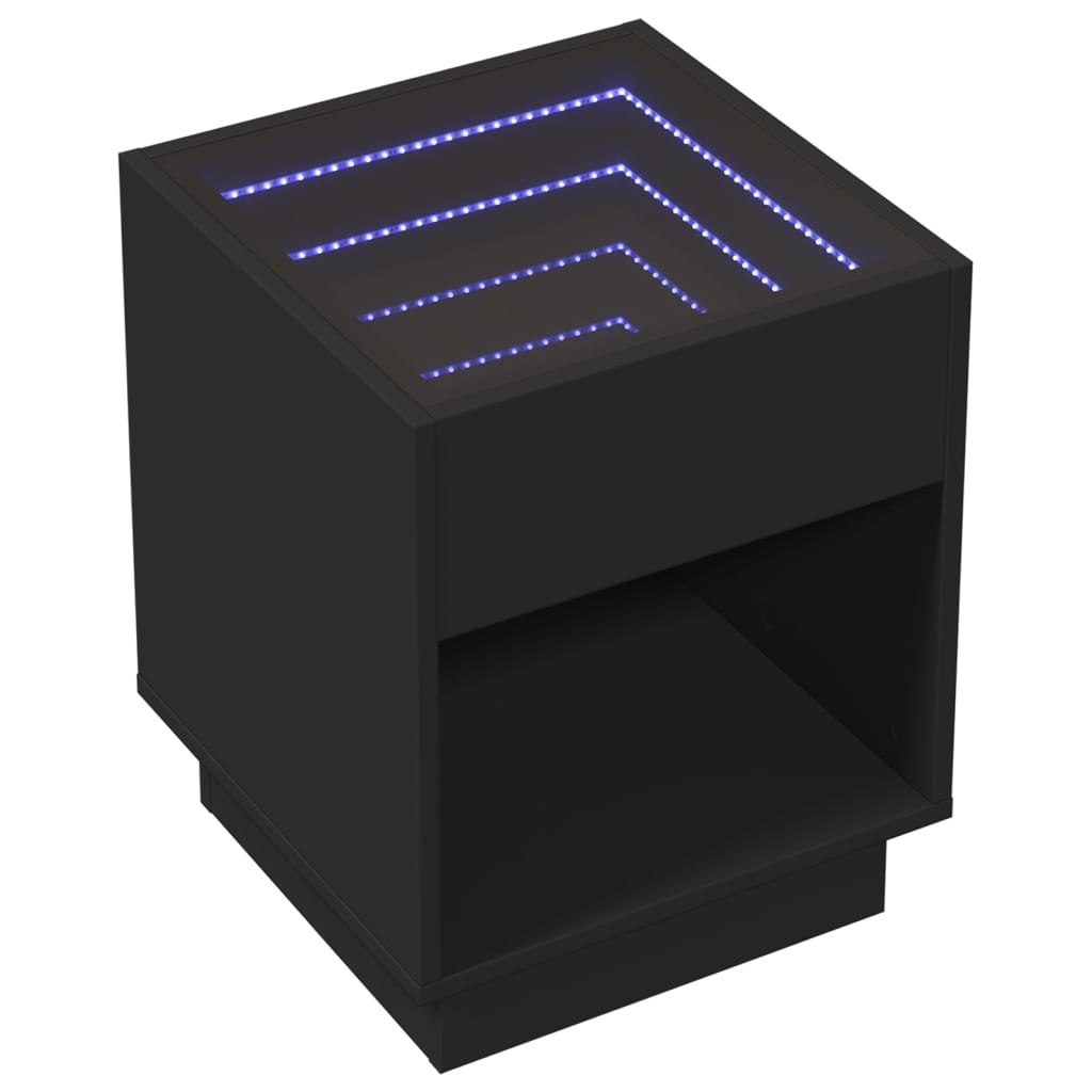 vidaXL Mesa de centro con Infinity LED negro 40x40x50 cm