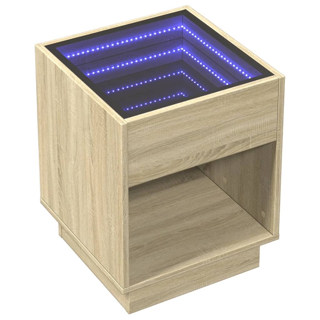 vidaXL Mesa de centro con Infinity LED roble Sonoma 40x40x50 cm