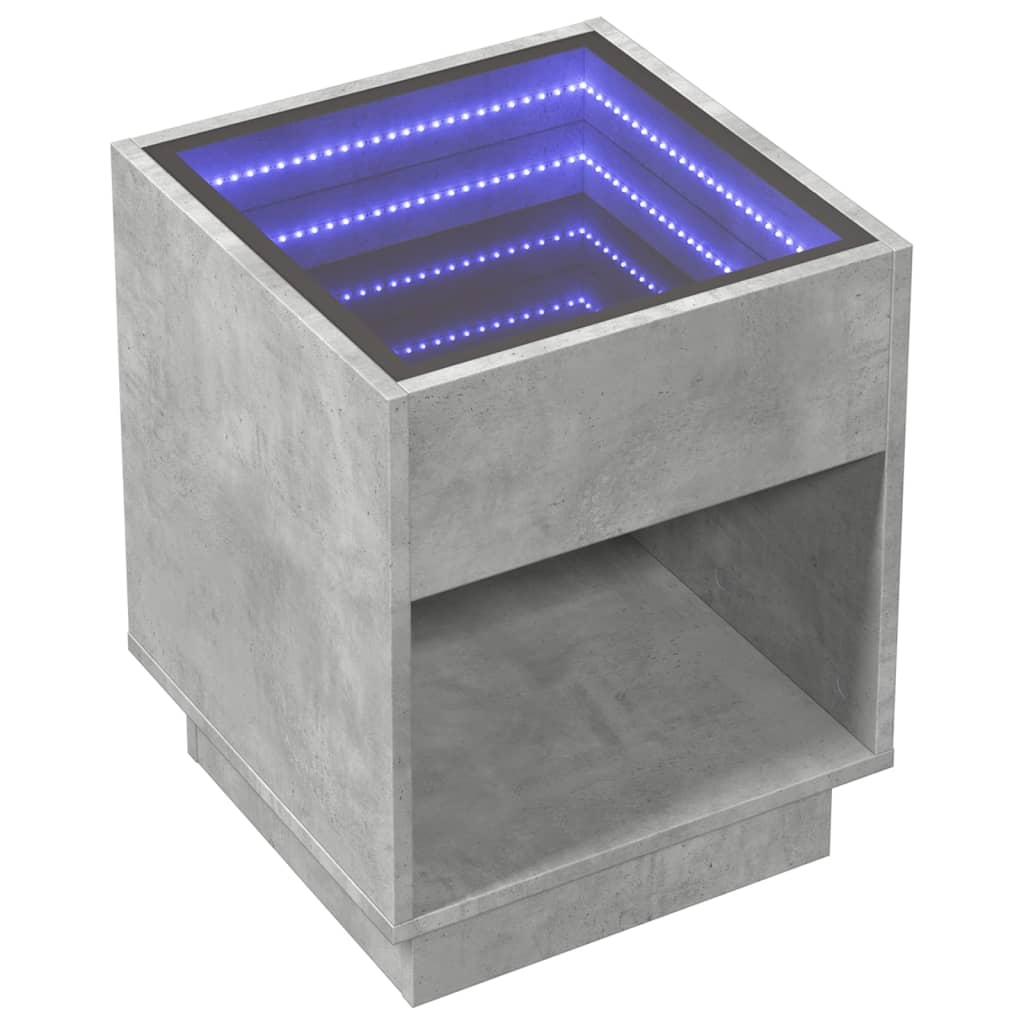 vidaXL Mesa de centro con Infinity LED gris hormigón 40x40x50 cm