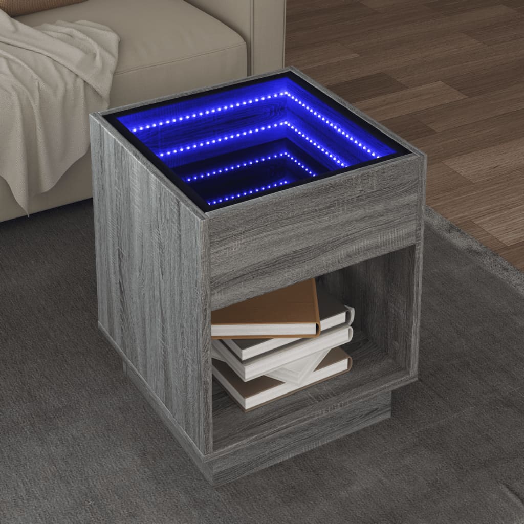 vidaXL Mesa de centro con Infinity LED gris Sonoma 40x40x50 cm