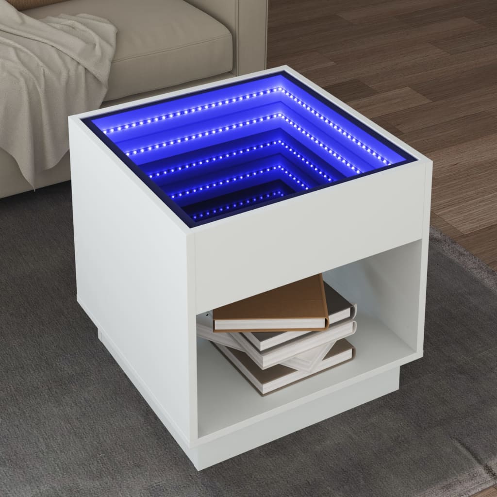 vidaXL Mesa de centro con Infinity LED blanco 50x50x50 cm