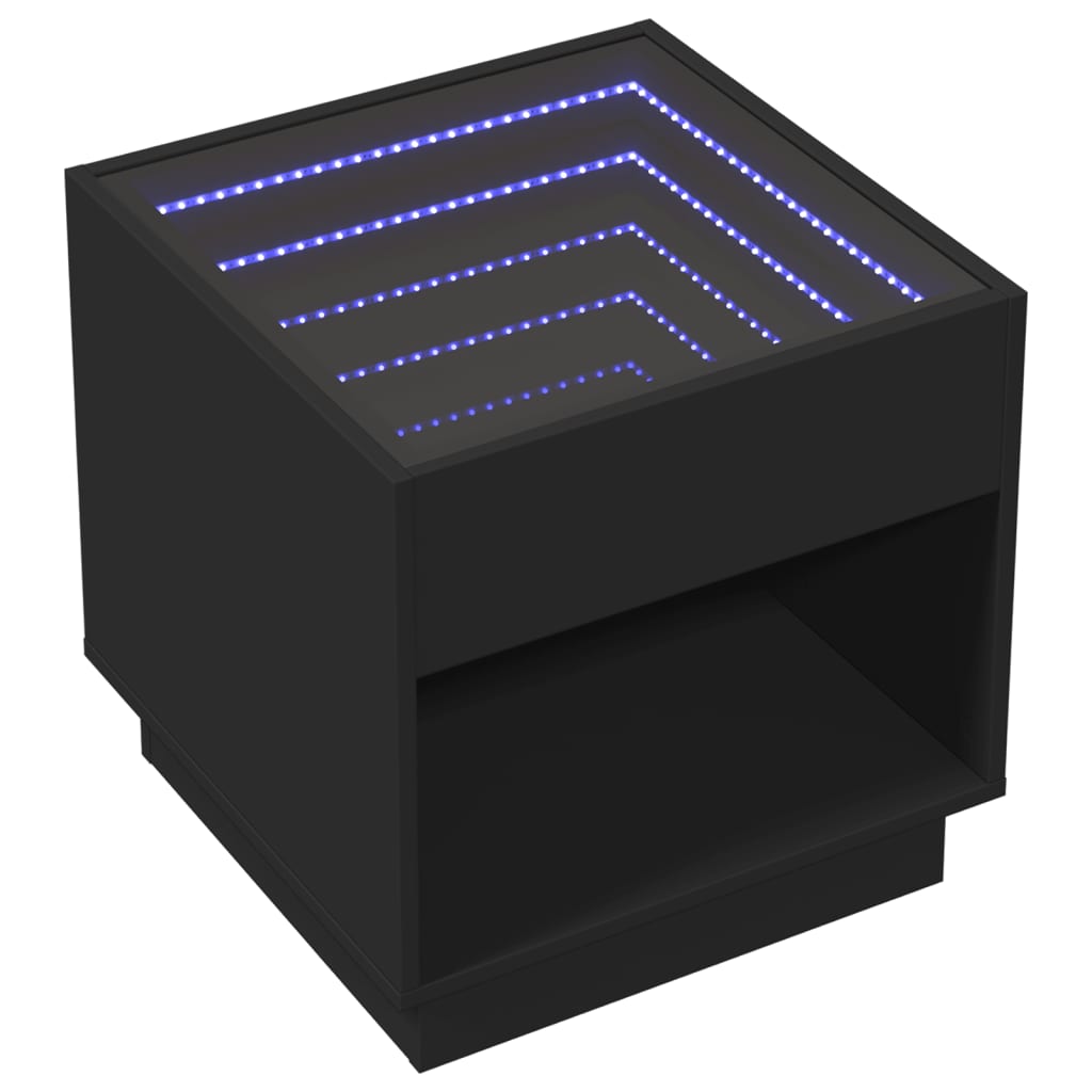 vidaXL Mesa de centro con Infinity LED negro 50x50x50 cm