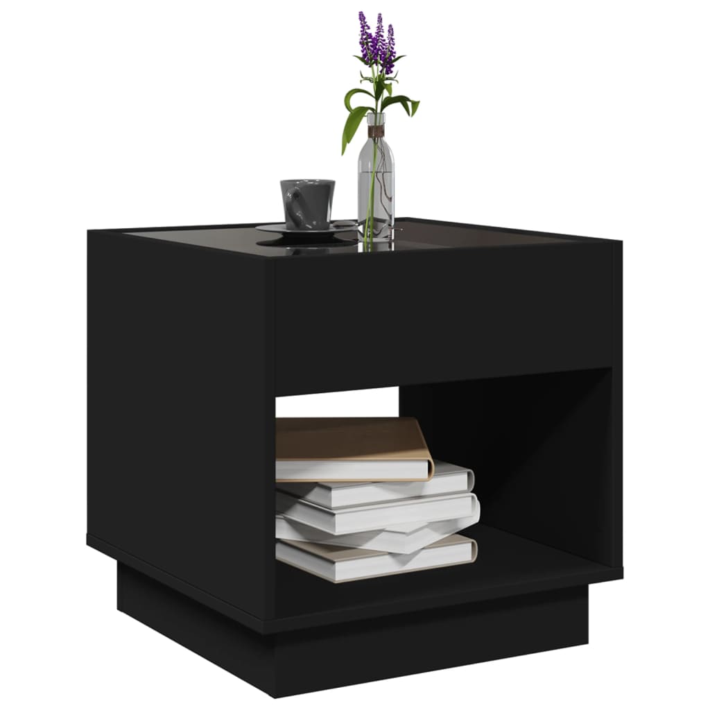 vidaXL Mesa de centro con Infinity LED negro 50x50x50 cm