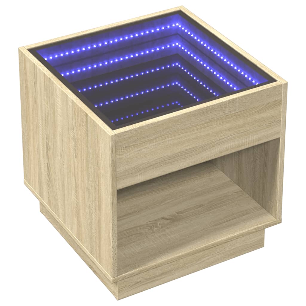 vidaXL Mesa de centro con Infinity LED roble Sonoma 50x50x50 cm