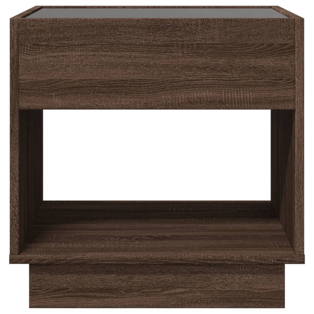 vidaXL Mesa de centro con Infinity LED marrón roble 50x50x50 cm