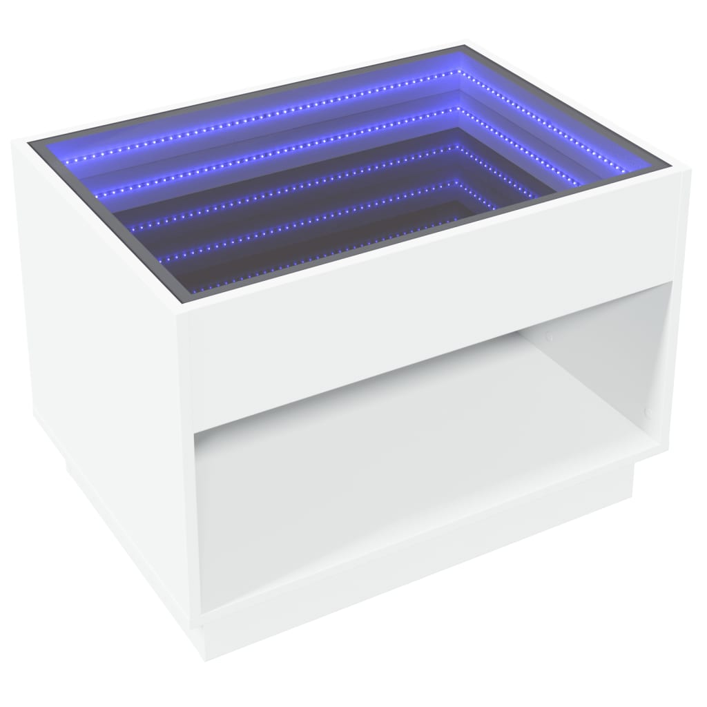 vidaXL Mesa de centro con Infinity LED blanco 70x50x50 cm