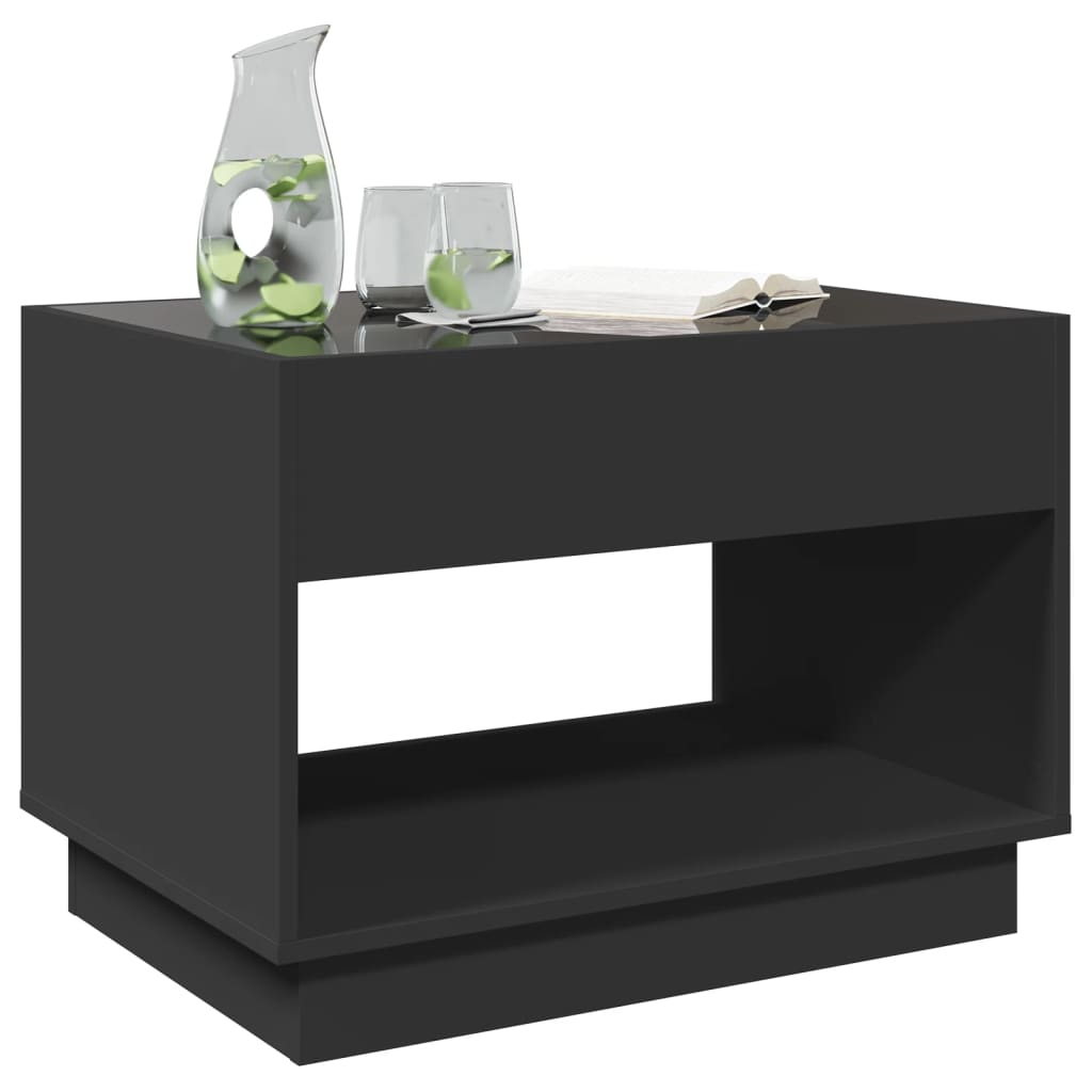 vidaXL Mesa de centro con Infinity LED negro 70x50x50 cm