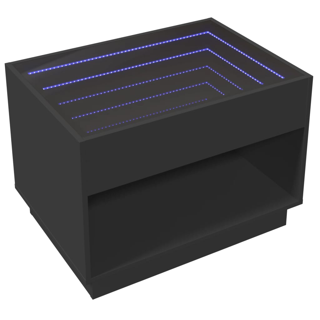 vidaXL Mesa de centro con Infinity LED negro 70x50x50 cm