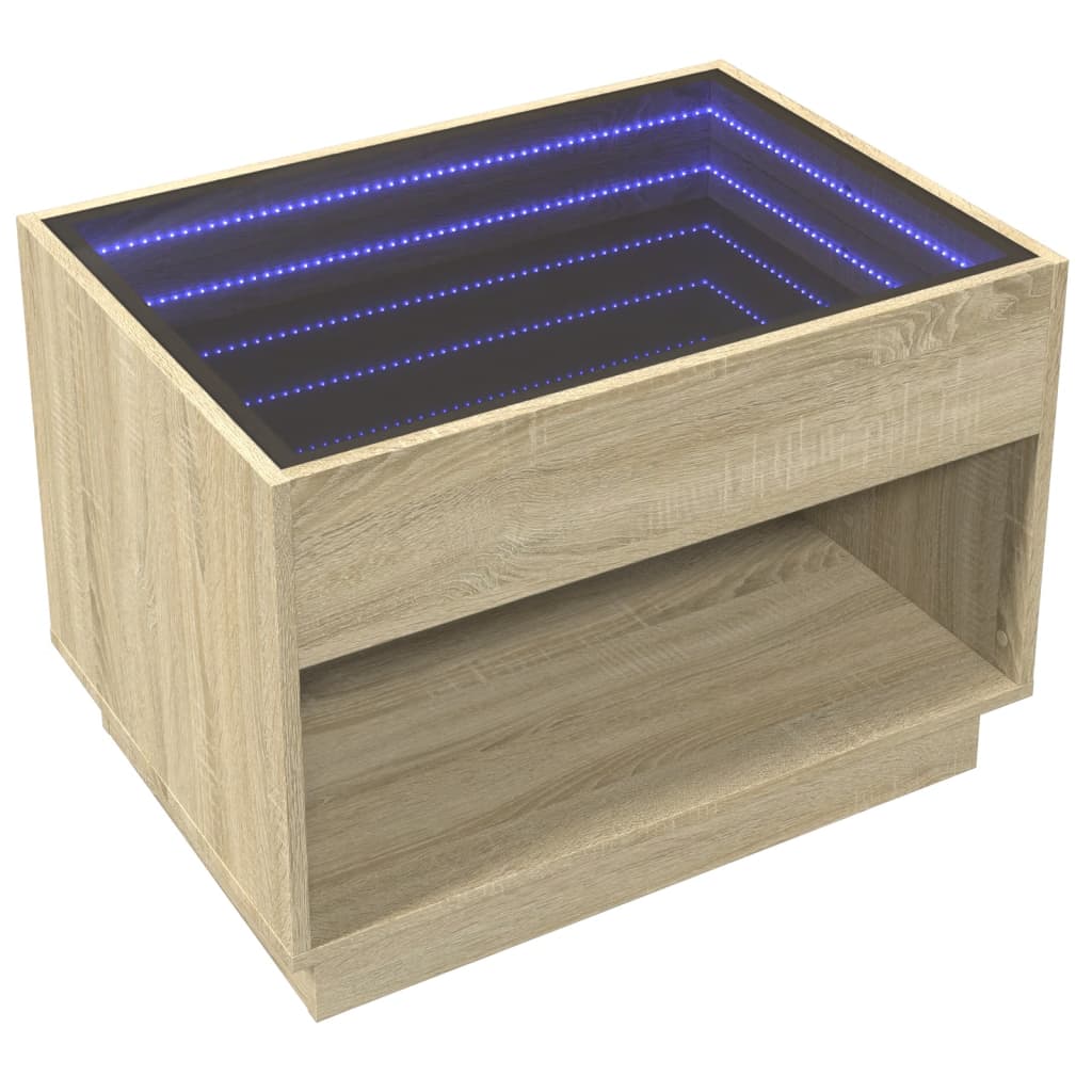 vidaXL Mesa de centro con Infinity LED roble Sonoma 70x50x50 cm