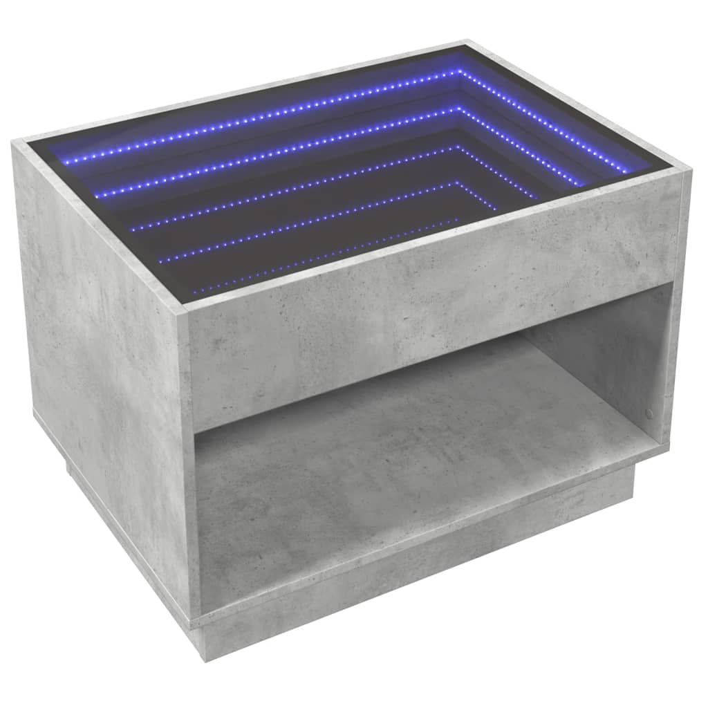 vidaXL Mesa de centro con Infinity LED gris hormigón 70x50x50 cm