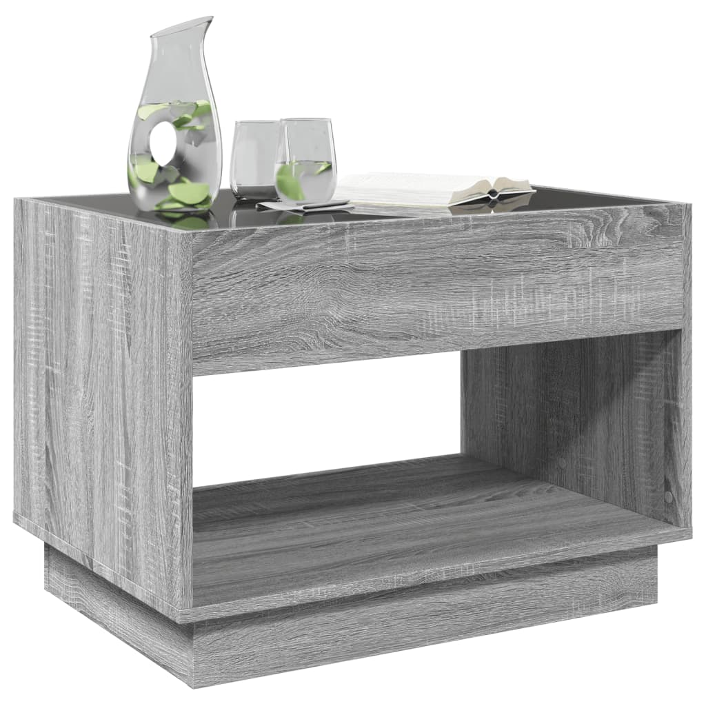 vidaXL Mesa de centro con Infinity LED gris Sonoma 70x50x50 cm