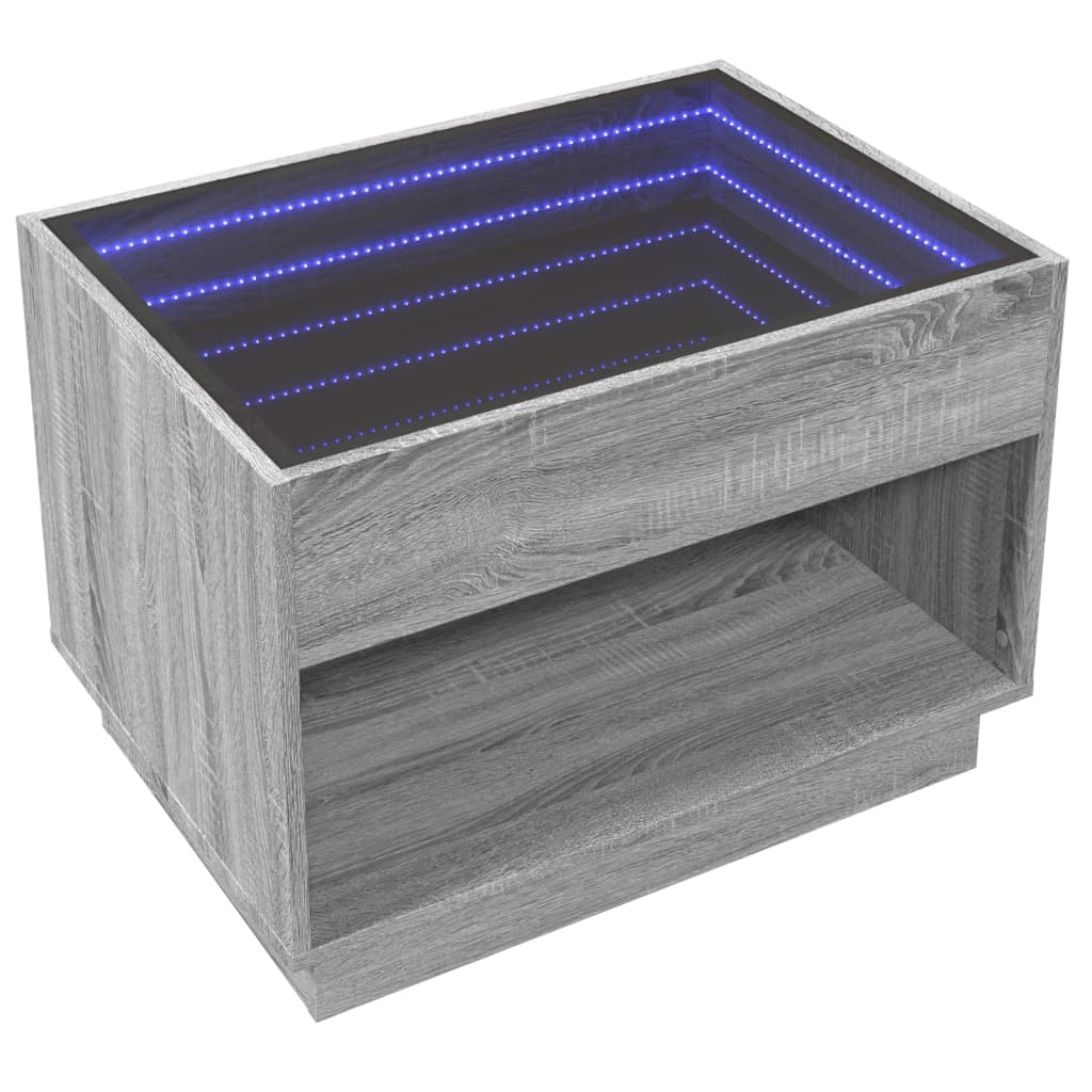 vidaXL Mesa de centro con Infinity LED gris Sonoma 70x50x50 cm