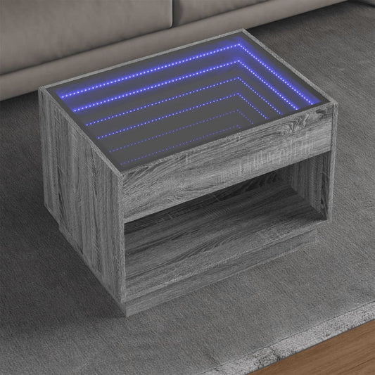 vidaXL Mesa de centro con Infinity LED gris Sonoma 70x50x50 cm