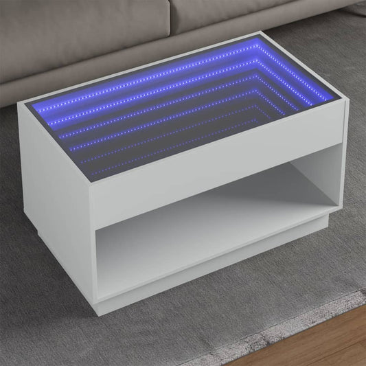 vidaXL Mesa de centro con Infinity LED blanco 90x50x50 cm