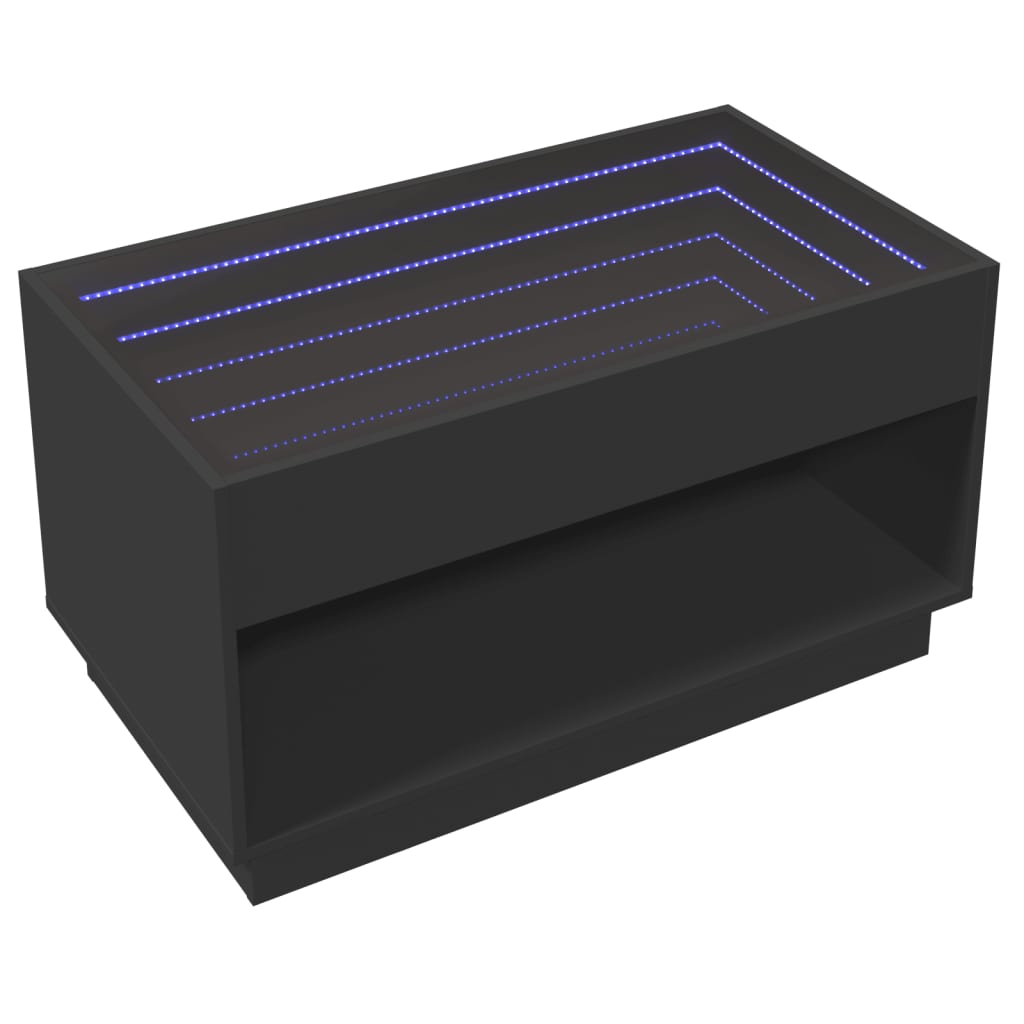 vidaXL Mesa de centro con Infinity LED negro 90x50x50 cm