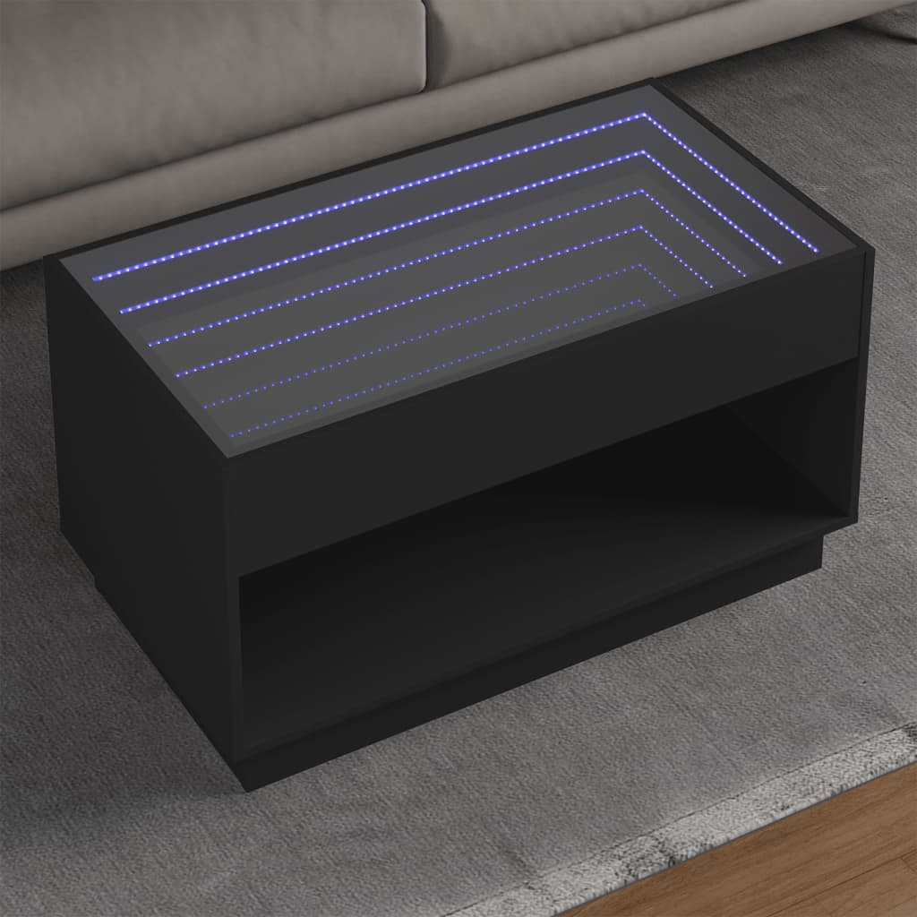 vidaXL Mesa de centro con Infinity LED negro 90x50x50 cm