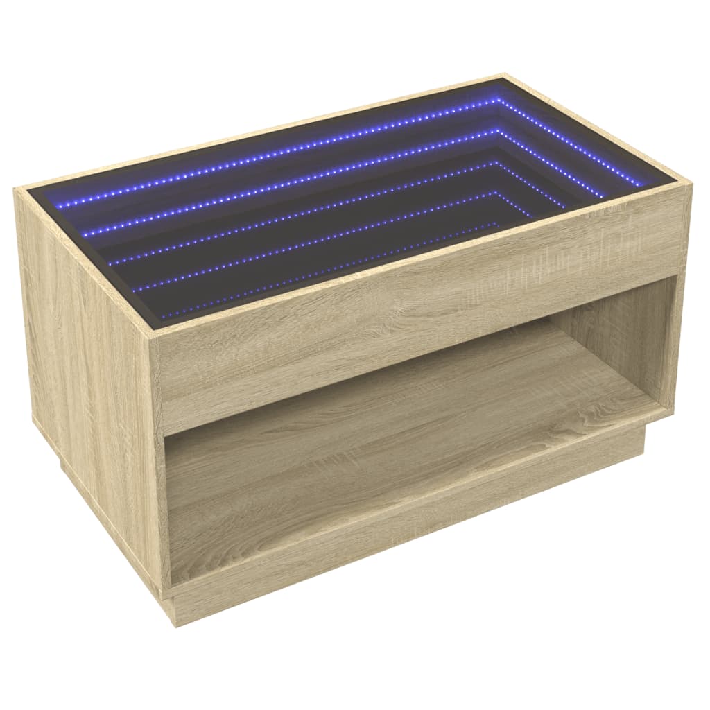 vidaXL Mesa de centro con Infinity LED roble Sonoma 90x50x50 cm