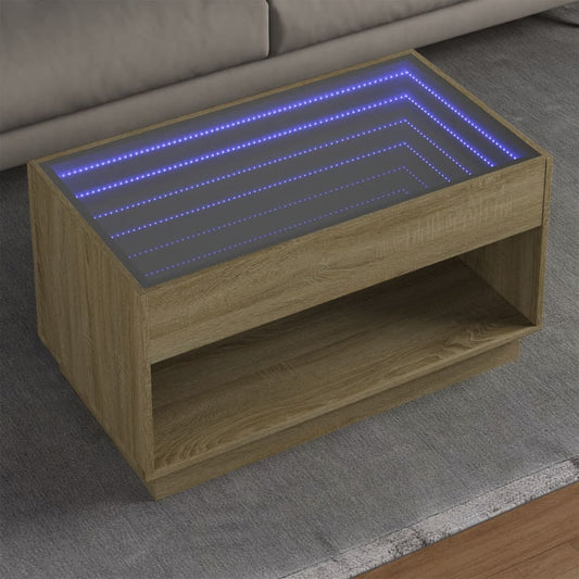 vidaXL Mesa de centro con Infinity LED roble Sonoma 90x50x50 cm