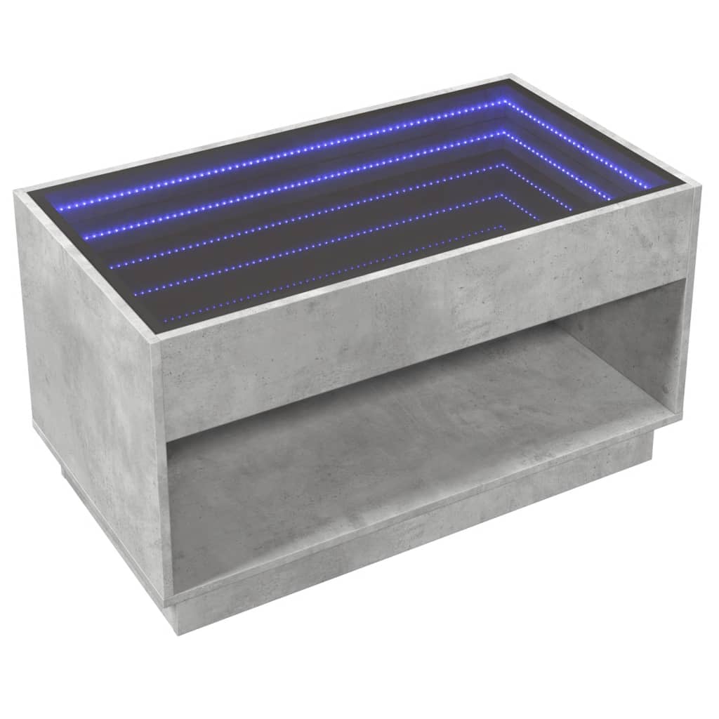 vidaXL Mesa de centro con Infinity LED gris hormigón 90x50x50 cm