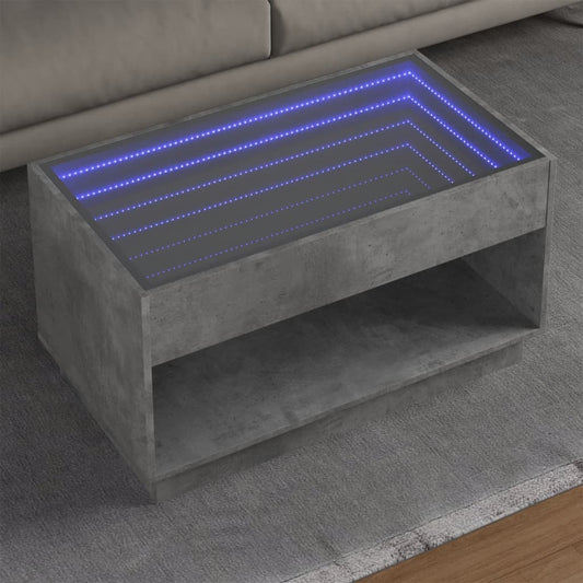 vidaXL Mesa de centro con Infinity LED gris hormigón 90x50x50 cm