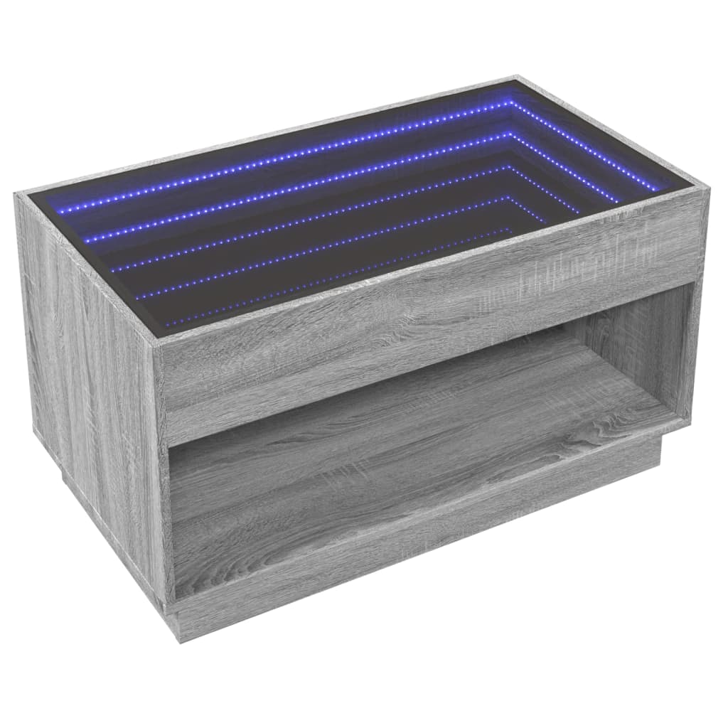 vidaXL Mesa de centro con Infinity LED gris Sonoma 90x50x50 cm