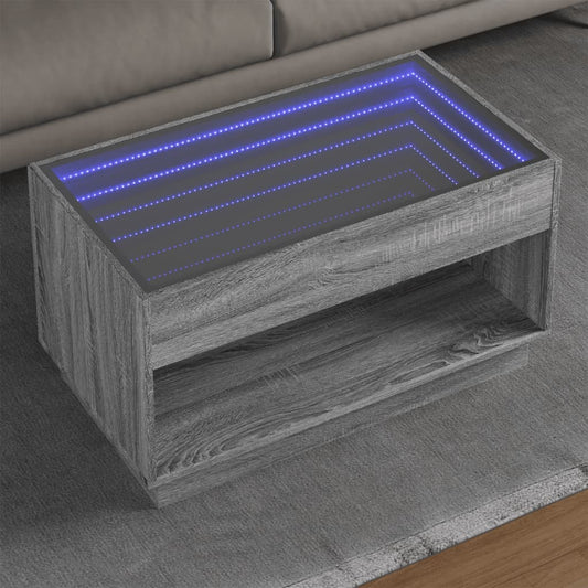 vidaXL Mesa de centro con Infinity LED gris Sonoma 90x50x50 cm