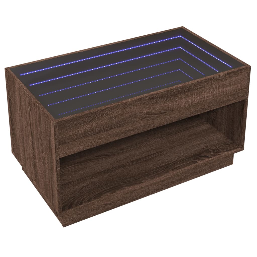 vidaXL Mesa de centro con Infinity LED marrón roble 90x50x50 cm